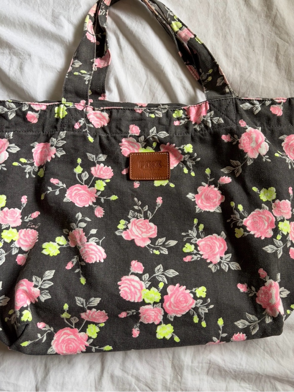 PINK Victoria's Secret Floral Canvas Tote Bag